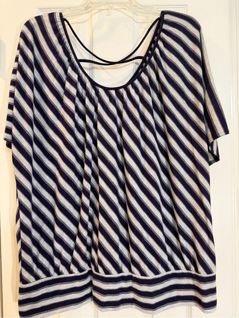 Apt. 9 Striped Top in Dark Purple & Gray Size XL